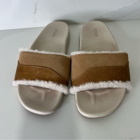 Olukai Womens Ho'ala Slide Sandals Shearling Lined Leather Comfort Slip On Sz 8 - Picture 10 of 11